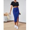 imageLYANER Womens High Waist Stretchy Rib Knit Split Slit Hem Midi Pencil SkirtRoyal Blue2