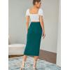 imageLYANER Womens High Waist Stretchy Rib Knit Split Slit Hem Midi Pencil SkirtTeal Green
