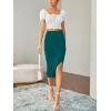 imageLYANER Womens High Waist Stretchy Rib Knit Split Slit Hem Midi Pencil SkirtTeal Green