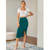 imageLYANER Womens High Waist Stretchy Rib Knit Split Slit Hem Midi Pencil SkirtTeal Green