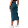 imageLYANER Womens High Waist Stretchy Rib Knit Split Slit Hem Midi Pencil SkirtTeal2