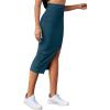 imageLYANER Womens High Waist Stretchy Rib Knit Split Slit Hem Midi Pencil SkirtTeal2