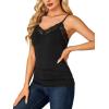 imageLYANER Womens Lace V Neck Camisole Adjustable Strap Cami Sleeveless Tank Undershirt TopBlack