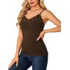 imageLYANER Womens Lace V Neck Camisole Adjustable Strap Cami Sleeveless Tank Undershirt TopBrown