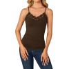 imageLYANER Womens Lace V Neck Camisole Adjustable Strap Cami Sleeveless Tank Undershirt TopBrown
