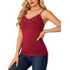 imageLYANER Womens Lace V Neck Camisole Adjustable Strap Cami Sleeveless Tank Undershirt TopBurgundy