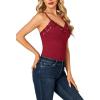 imageLYANER Womens Lace V Neck Camisole Adjustable Strap Cami Sleeveless Tank Undershirt TopBurgundy