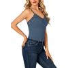 imageLYANER Womens Lace V Neck Camisole Adjustable Strap Cami Sleeveless Tank Undershirt TopDark Blue