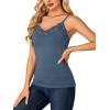 imageLYANER Womens Lace V Neck Camisole Adjustable Strap Cami Sleeveless Tank Undershirt TopDark Blue
