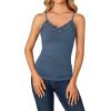 imageLYANER Womens Lace V Neck Camisole Adjustable Strap Cami Sleeveless Tank Undershirt TopDark Blue