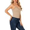 imageLYANER Womens Lace V Neck Camisole Adjustable Strap Cami Sleeveless Tank Undershirt TopKhaki