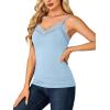 imageLYANER Womens Lace V Neck Camisole Adjustable Strap Cami Sleeveless Tank Undershirt TopLight Blue