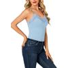 imageLYANER Womens Lace V Neck Camisole Adjustable Strap Cami Sleeveless Tank Undershirt TopLight Blue