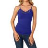imageLYANER Womens Lace V Neck Camisole Adjustable Strap Cami Sleeveless Tank Undershirt TopRoyal Blue