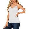 imageLYANER Womens Lace V Neck Camisole Adjustable Strap Cami Sleeveless Tank Undershirt TopWhite