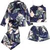 imageLYANER Womens Pajamas Set 4 pcs Satin Silk Cami Top Button Down Loungewear Pjs SetNavy