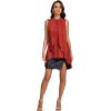 imageLYANER Womens Round Neck Button Up Sleeveless Work Cape Blouse Shirt Tank TopBurnt Orange