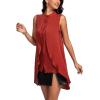 imageLYANER Womens Round Neck Button Up Sleeveless Work Cape Blouse Shirt Tank TopBurnt Orange