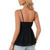 imageLYANER Womens Sexy Deep V Neck Spaghetti Strap Tie Front Sleeveless Peplum Cami TopBlack