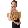 imageLYANER Womens Sexy Layer Bow Tie Tube Crop Top Sleeveless Strapless Print Party Fluffy Tank TopKhaki