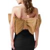 imageLYANER Womens Sexy Layer Bow Tie Tube Crop Top Sleeveless Strapless Print Party Fluffy Tank TopKhaki