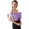 imageLYANER Womens Sexy Layer Bow Tie Tube Crop Top Sleeveless Strapless Print Party Fluffy Tank TopLight Purple