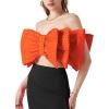 imageLYANER Womens Sexy Layer Bow Tie Tube Crop Top Sleeveless Strapless Print Party Fluffy Tank TopOrange
