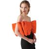 imageLYANER Womens Sexy Layer Bow Tie Tube Crop Top Sleeveless Strapless Print Party Fluffy Tank TopOrange