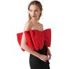 imageLYANER Womens Sexy Layer Bow Tie Tube Crop Top Sleeveless Strapless Print Party Fluffy Tank TopRed