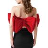 imageLYANER Womens Sexy Layer Bow Tie Tube Crop Top Sleeveless Strapless Print Party Fluffy Tank TopRed