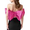 imageLYANER Womens Sexy Layer Bow Tie Tube Crop Top Sleeveless Strapless Print Party Fluffy Tank TopRose