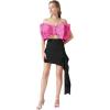imageLYANER Womens Sexy Layer Bow Tie Tube Crop Top Sleeveless Strapless Print Party Fluffy Tank TopRose