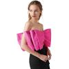imageLYANER Womens Sexy Layer Bow Tie Tube Crop Top Sleeveless Strapless Print Party Fluffy Tank TopRose