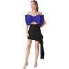 imageLYANER Womens Sexy Layer Bow Tie Tube Crop Top Sleeveless Strapless Print Party Fluffy Tank TopRoyal Blue