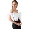 imageLYANER Womens Sexy Layer Bow Tie Tube Crop Top Sleeveless Strapless Print Party Fluffy Tank TopWhite