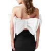 imageLYANER Womens Sexy Layer Bow Tie Tube Crop Top Sleeveless Strapless Print Party Fluffy Tank TopWhite