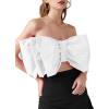 imageLYANER Womens Sexy Layer Bow Tie Tube Crop Top Sleeveless Strapless Print Party Fluffy Tank TopWhite