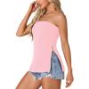 imageLYANER Womens Sexy Strapless Tank Side Split Backless Bandeau Tube Top CamiBaby Pink