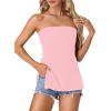 imageLYANER Womens Sexy Strapless Tank Side Split Backless Bandeau Tube Top CamiBaby Pink