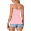 imageLYANER Womens Sexy Strapless Tank Side Split Backless Bandeau Tube Top CamiBaby Pink
