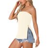 imageLYANER Womens Sexy Strapless Tank Side Split Backless Bandeau Tube Top CamiBeige