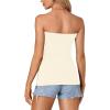 imageLYANER Womens Sexy Strapless Tank Side Split Backless Bandeau Tube Top CamiBeige