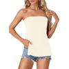 imageLYANER Womens Sexy Strapless Tank Side Split Backless Bandeau Tube Top CamiBeige
