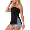 imageLYANER Womens Sexy Strapless Tank Side Split Backless Bandeau Tube Top CamiBlack