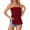 imageLYANER Womens Sexy Strapless Tank Side Split Backless Bandeau Tube Top CamiBurgundy