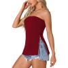 imageLYANER Womens Sexy Strapless Tank Side Split Backless Bandeau Tube Top CamiBurgundy