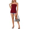 imageLYANER Womens Sexy Strapless Tank Side Split Backless Bandeau Tube Top CamiBurgundy