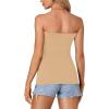 imageLYANER Womens Sexy Strapless Tank Side Split Backless Bandeau Tube Top CamiKhaki