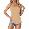 imageLYANER Womens Sexy Strapless Tank Side Split Backless Bandeau Tube Top CamiKhaki