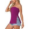 imageLYANER Womens Sexy Strapless Tank Side Split Backless Bandeau Tube Top CamiRose